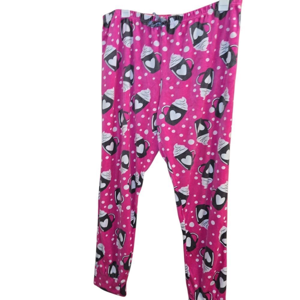 Pink Heart and Cappuccino Print Pajama Pants 1x Plus Bobbie BROOKS brand Womens